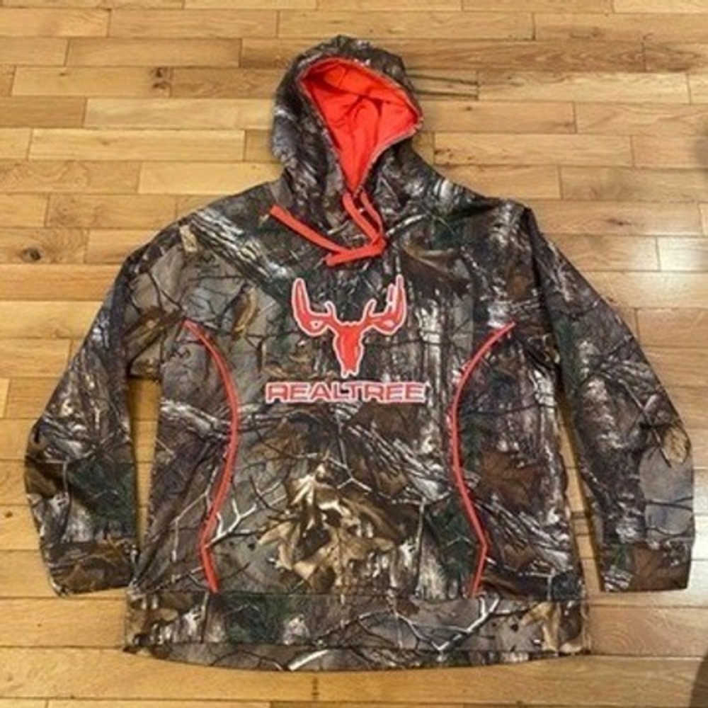 Realtree Camo Hoodie Women's Orange‎ Trim Deer Logo Hooded Sweatshirt